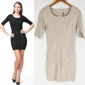 🛍️Faith Connexion Taupe Ribbed Bandage Mini Dress Bodycon Sexy Nude